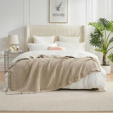 Reversible Waffle Weave Throw Blanket, Chenille Knit with Warm Sherpa, Soft C...