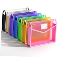 7 Pack Plastic File Folders, Waterproof Transparent Expandable File Folder, B4