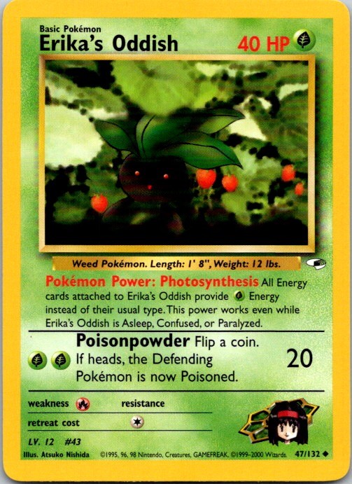 Erika's Oddish (47) Unlimited Uncommon Gym Heroes 047/132 NM