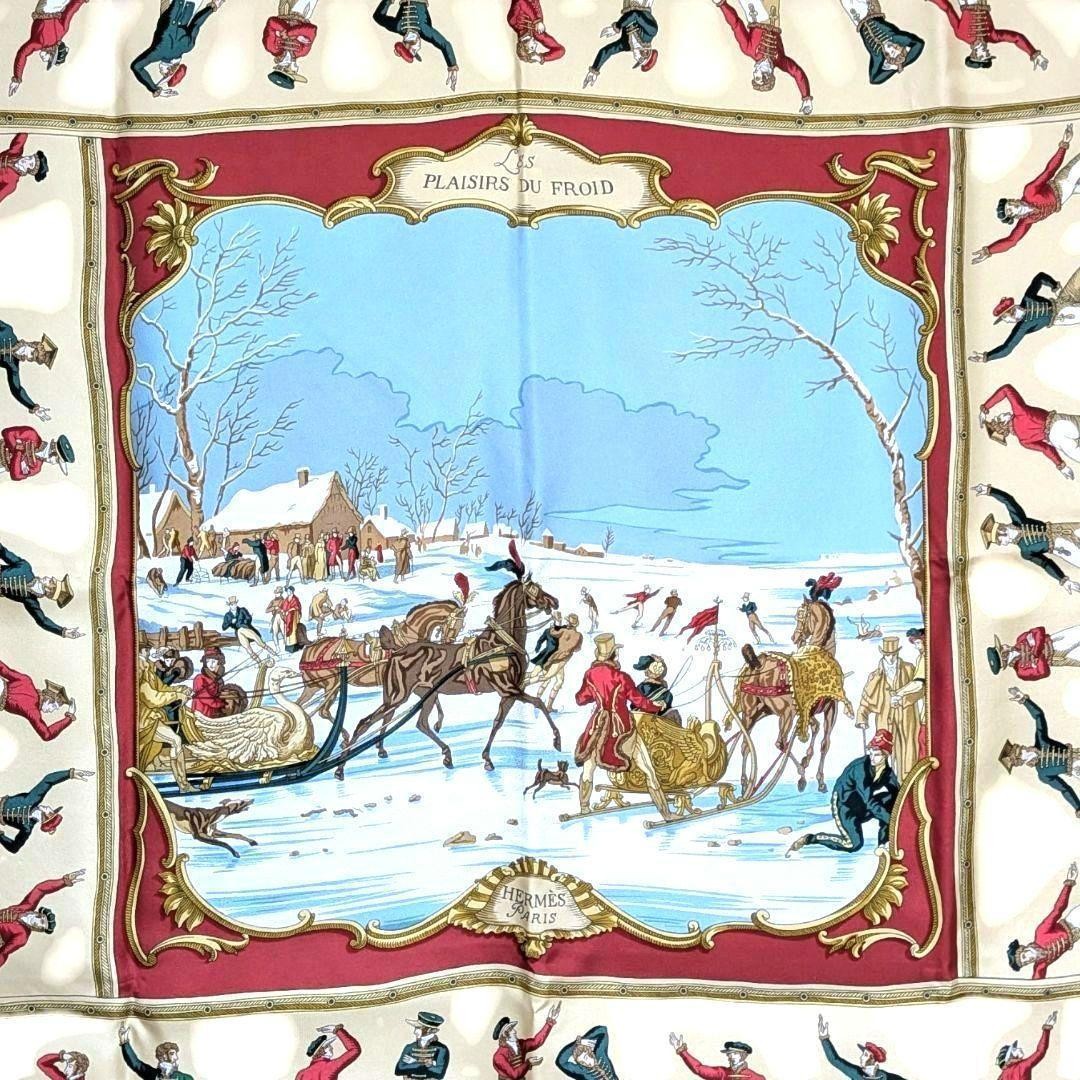 Hermès Carre 90 Joy on Ice Silk Scarf Rare Used image 4