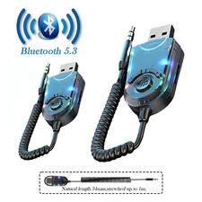 2x Bluetooth 5.3 Receiver w/TF Card Play 3.5mm AUX Adapter for Car & Home Stereo