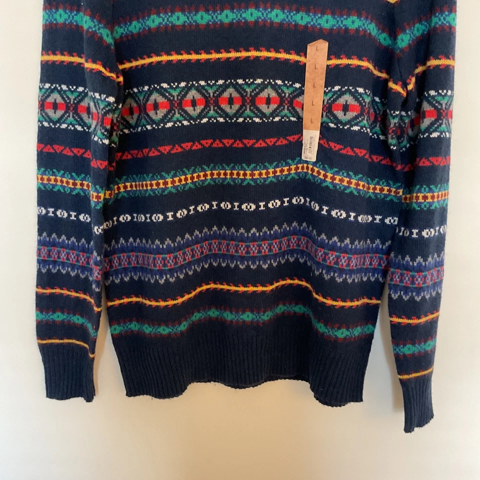 Suéter Urban Pipeline Fair Isle Mezcla Lana Para Hombre L Cuello Redondo Azul Marino Y2K Retro Patín Foto 3 de 4