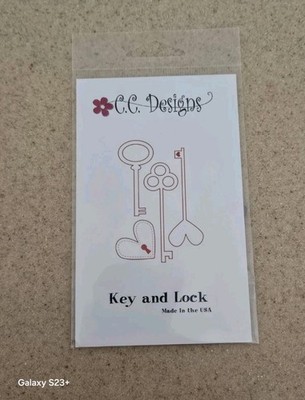 RARE C C DESIGNS HEART SKELETON KEY & LOCK CUSTOM DIE SET MACHINE CUTTING CARD