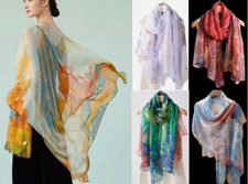 100 Silk Scarf Women neckerchief Shawl Wrap Floral pink red blue yellow MY1
