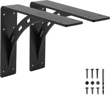 2 Set of 2 12 Inch Heavy Duty Shelf Brackets, Metal Mantel Brackets