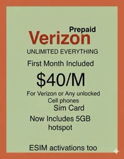 🎉VERIZON SIM CARD 🔵 $40 Plan INCLUDED UNLIMITED 5G/4G DATA HOTSPOT preloaded