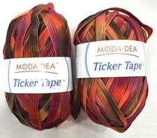 Lot 2 Moda Dea Ticker Tape - 1.76 oz - Orange/Magenta/Yellow Yarn - Sunset #9273