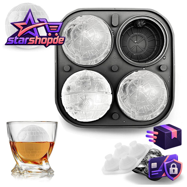 EiswüRfelform Silikon 3D Todesstern Wiederverwendbar Bpa-Frei FüR Whiskey-image