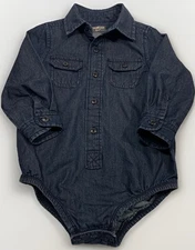 Oshkosh B’gosh 24M Toddler unisex boy/girl denim blue one-piece long sleeve  