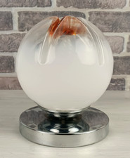 LAMPADA IN VETRO - CON BASE IN METALLO - ANNI 70 - ALTA 20 CM - FUNZIONANTE