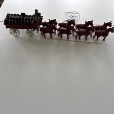 Vintage Cast Iron 8 Horse Team with 2 Riders, Dog, Wagon, Chains  30 Barrels
