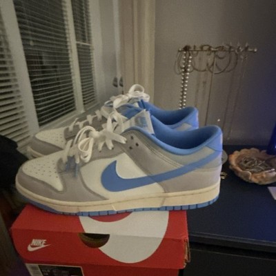 Nike Dunk Low White Blue Gray Lace Up Low Top Basketball Sneaker Men's