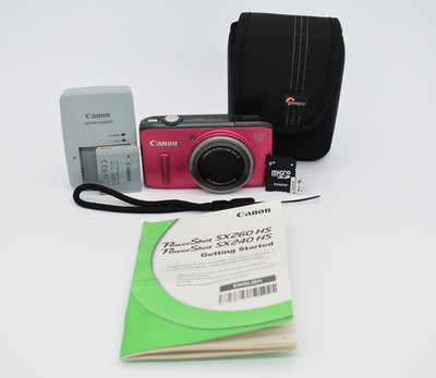 Canon PowerShot SX260HS 12.1MP Pink Digital Camera Bundle - FULLY TESTED  