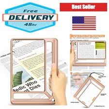 5X Full Page Magnifying Glass for Reading, Lightweight Rectangular Magnifier