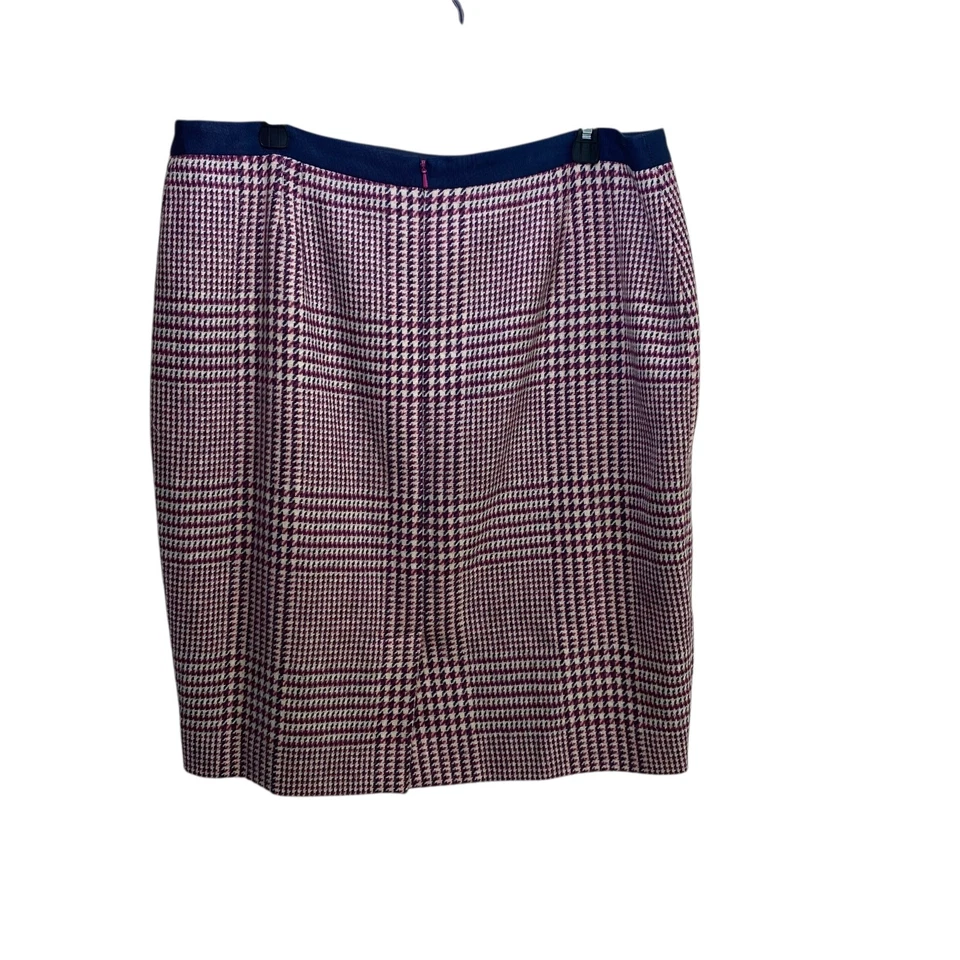 Boden British Herringbone 100% Wool Red Black Straight Skirt 14 Preppy Academia - Image 3 of 4