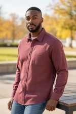 Izod Men  s XL Flannel Shirt Button Down 100 Cotton Burgundy