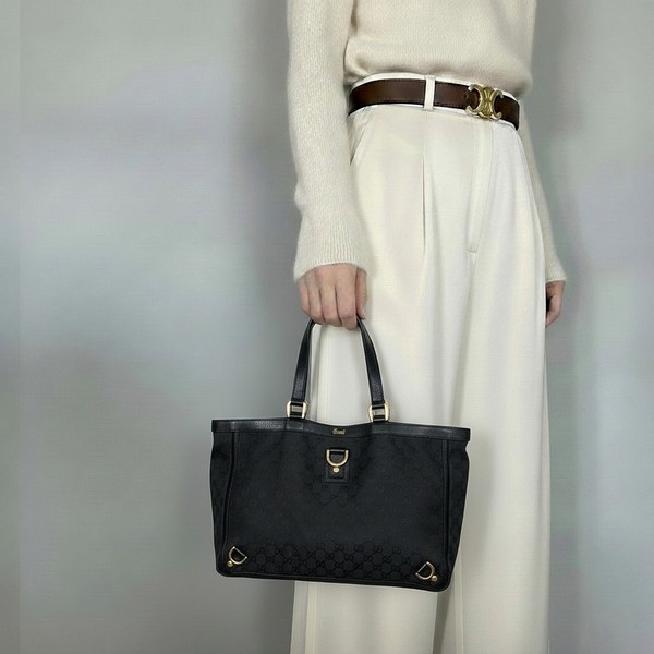 Gucci Abbey Tote Bag Black GG Canvas