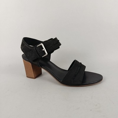 Clarks Damen-Sandalen Größe 7 schwarz Leder mit Absatz Knöchelriemen elegant Freizeit