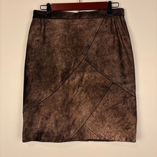 Vintage Brown Sparkle Suede Leather Mini Skirt Medium Festival Western Rodeo