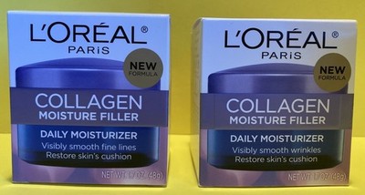 L'Oreal Paris Collagen Daily Face Moisturizer Anti Aging Face Cream Lot Of 2 New