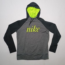 Nike Womens Therma Fit Fleece Hoodie XL Black Neon Green