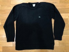Lacoste 100 Cotton Crew Neck Long Sleeve Black Sweater Size L