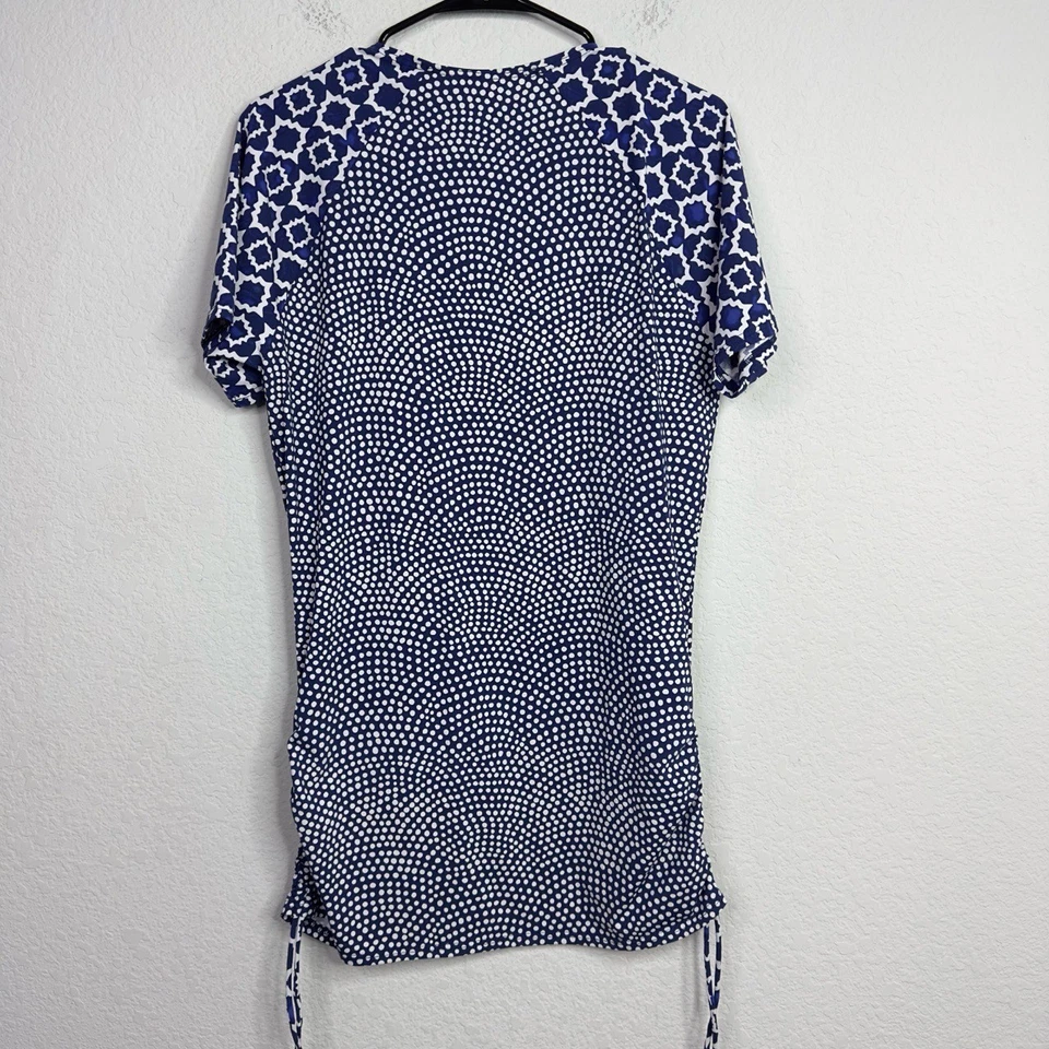 Traje de baño Title Nine Rash Guard para mujer XL azul blanco geométrico a lunares acanalados Foto 2 de 4