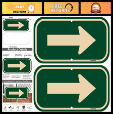 2 Pack 12x6 Inch Reflective Right Arrow Signs - Sturdy Waterproof Metal for Indo