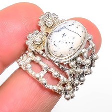 Dendritic Opal - Brazil 925 Sterling Silver Jewelry Ring s.7.5 T71
