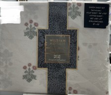William Morris QUEEN Sheet Set Woodland Floral CLAY Luxury Cotton Percale