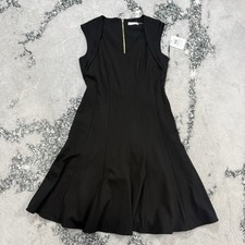 Calvin Klein Dress Black Fit Flare Sleeveless Career Cocktail Work Womens 8
