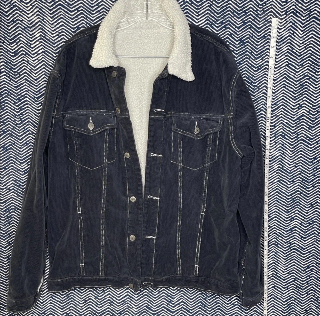 J Galt Corduroy Sherpa Lined Trucker Jacket Men's Size XL Black 100% cotton