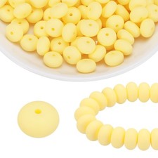 110Pcs Silicone Beads 14mm Lentil Rubber Focal Beads Bulk, Beige
