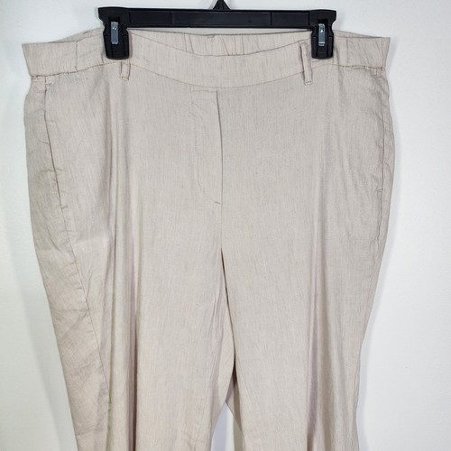 J Jill Pant Size XL Linen Stretch Pullon Trouser Heather Beige Modern Ankle Slit - Picture 5 of 8
