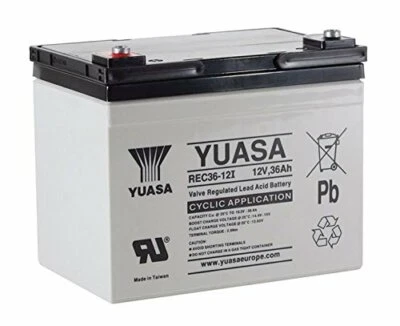 12V 36AH (30AH bis 35AH) 36 Löcher YUASA REC36-12 AGM/GEL GOLF TROLLEY AKKU