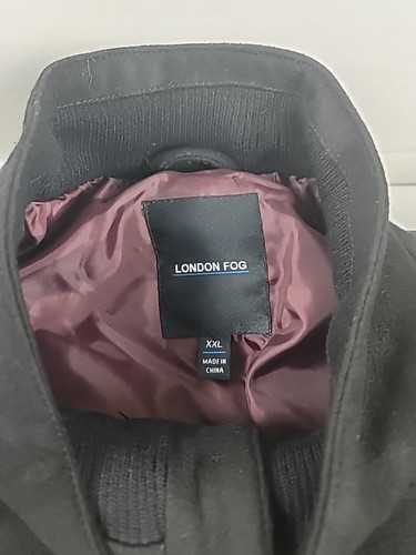 London Fog Men Wool Blend Bomber Jacket Sz XXL Black Full Zip & Snaps 4 Pockets - Picture 3 of 13