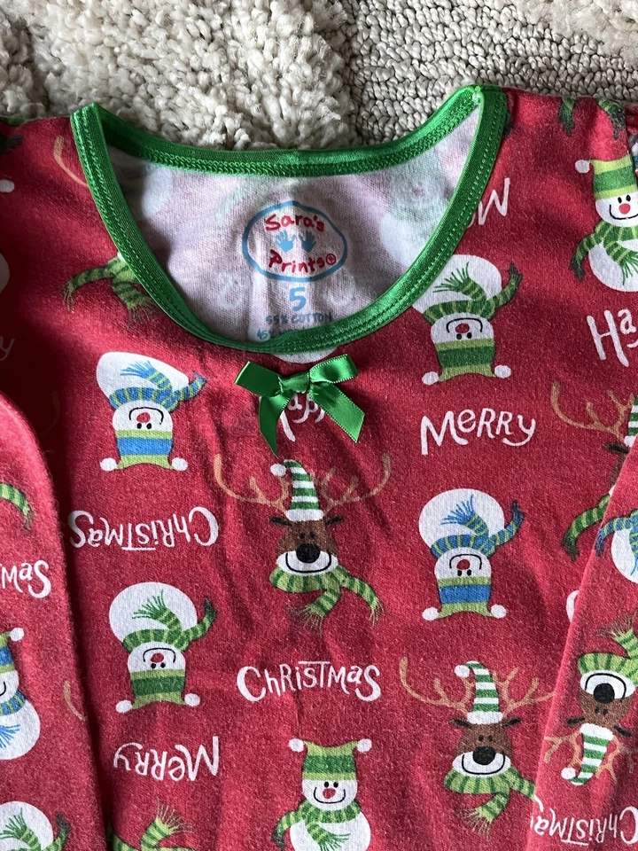 Camisón de Navidad estampado Sara’s rojo para niñas talla 5 Foto 2 de 2
