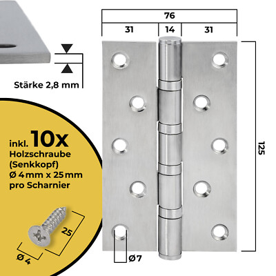 Edelstahl-Scharniere Türband 100mm Oder 125mm – 4-fach Kugellager, Bis 60kg, Für Innen & Außen!