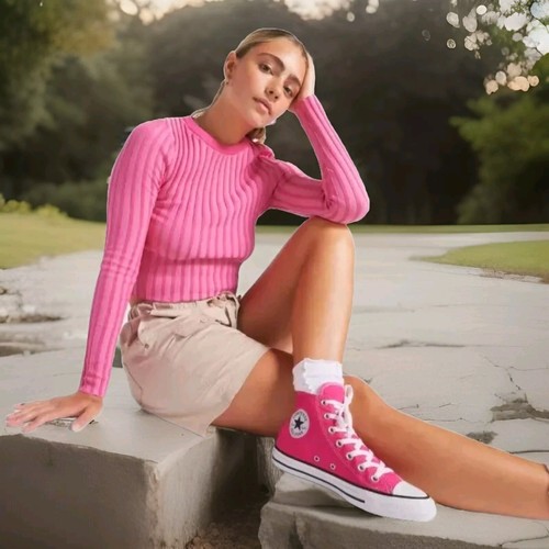 NUOVO Wmn's (SCEGLI TAGLIA) Converse Chuck Taylor All Star Hi-Top A08136F rosa fucsia - Foto 4 di 14
