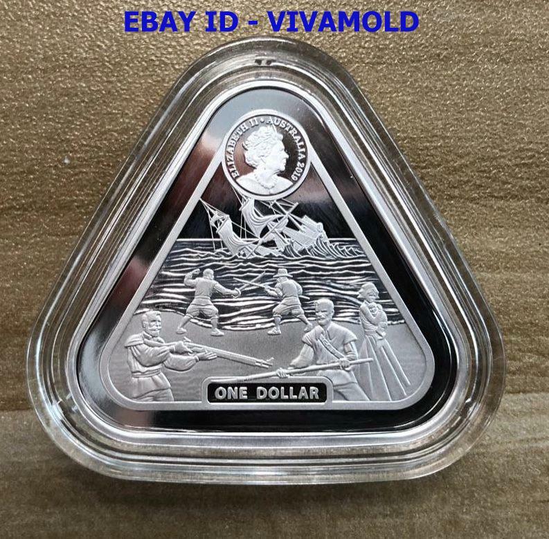 1 $ AUSTRALIA 2019 BATAVIA SHIPWRECK 💥 TRIANGULAR 💥 1 OZ SILVER