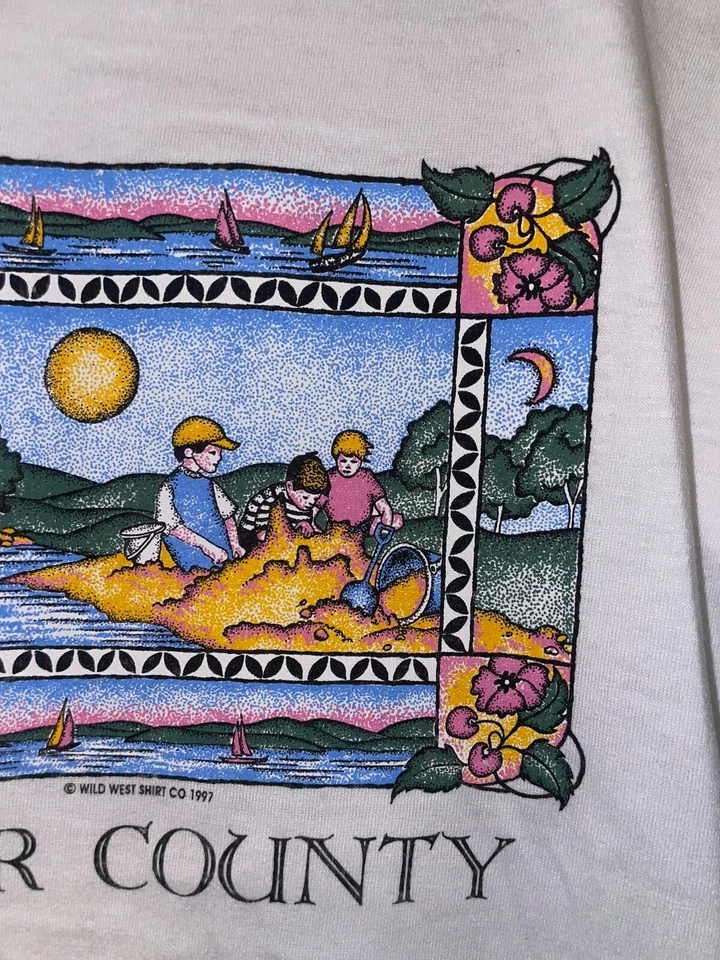 Camisa de playa 1997 Youth Door County gráfica océano niños años 90 M mediana Foto 4 de 4