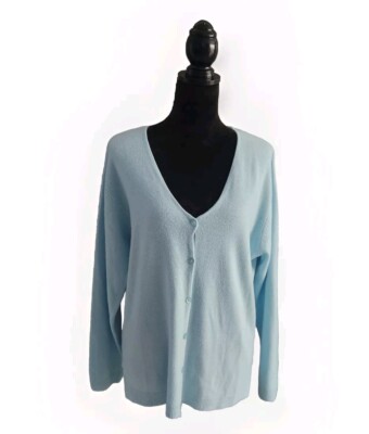 Cpm Collection Women's Super Soft  Light Blue Knit V Neck Cardigan Pre-owned...