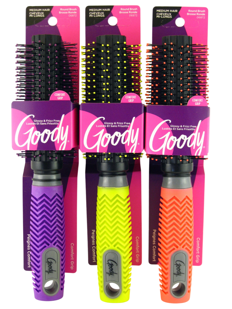 GOODY COLOR CRUSH NEON BALL TIPPED BRISTLE ROUND HAIR BRUSH - 1 CT