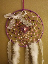 Dreamcatcher Purple Haze Handmade dream catcher meditate feathers beads pink