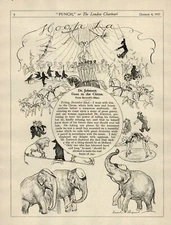 VINTAGE Cartoon: DR. JOHNSON GOES TO THE CIRCUS / E. H. Shepard Illustrator