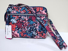 Vera Bradley Triple Compartment Crossbody Cabbage Rose Cabernet