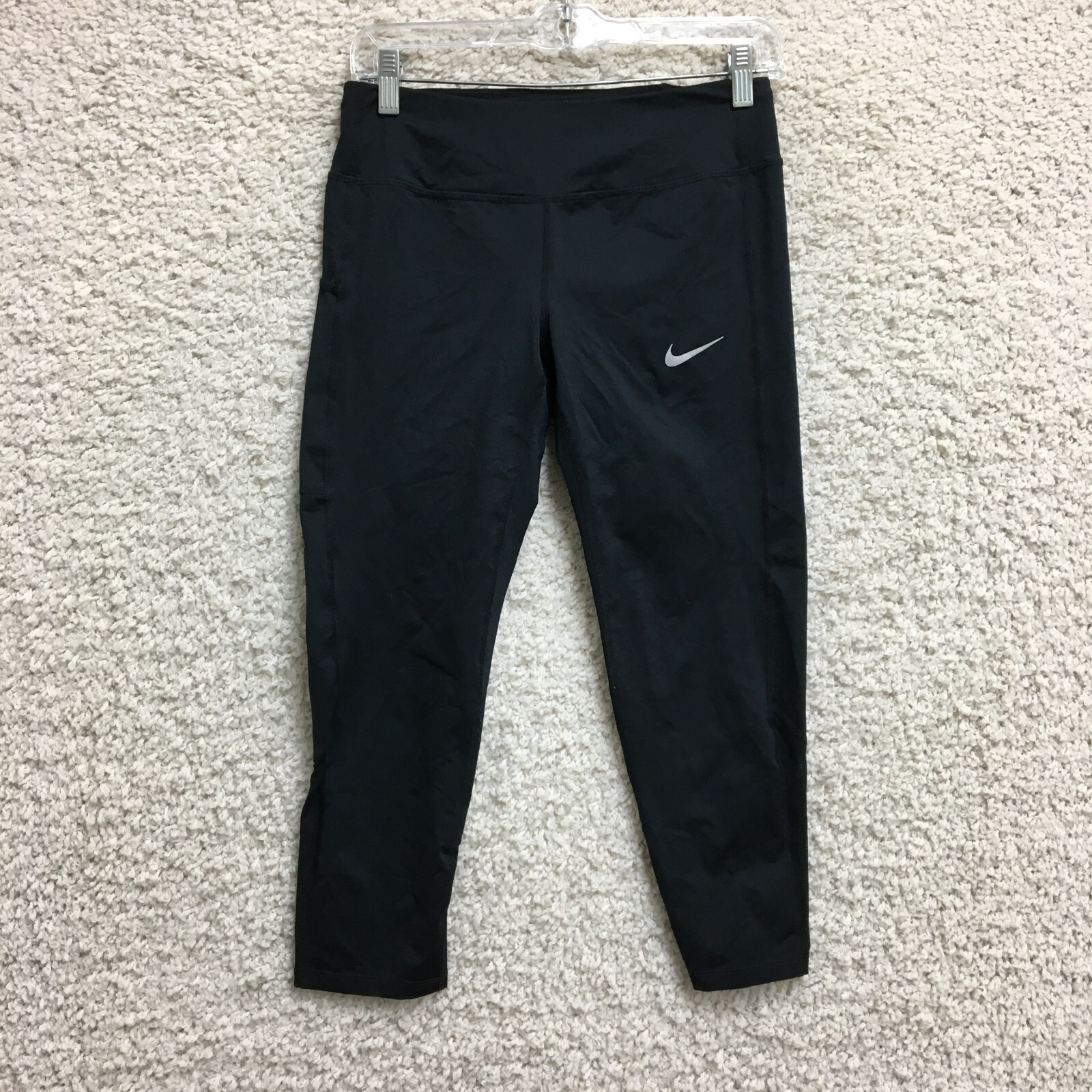 Nike Dri-Fit Cropped Yoga Pants for Women - Small Black Logo Tights Pull On  