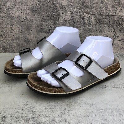 Amazon.com | Birkenstock Women Birkenstock Silver Slide Sandals main image 2