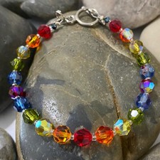 Artisan Rainbow Swarovski crystal and Sterling Silver Bracelet