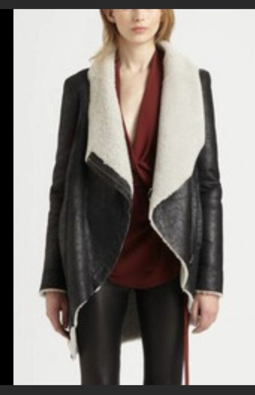 HELMUT LANG $2,195  Weathered Brown Lamb Shearling Jacket Coat Sz P or XS image 4